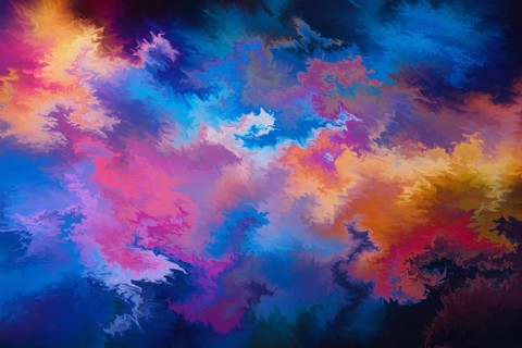 A stunning abstract image featuring vibrant swirling colors and textures. The dynamic composition