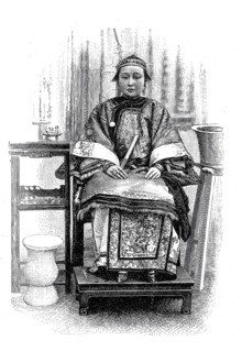 Woman in China from the higher classes, around 1896, illustration, reproduction from a model from