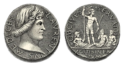 Medal on the conspiracy of the Pazzi, portrait of Lorenzo I de Medici, or Lorenzo the Magnificent,