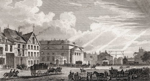 La barrière Saint-Denis, antique steel engraved print, 1831