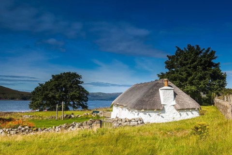 UK. Scotland. Isle of Skye. A traditional house on the Isle of Skye