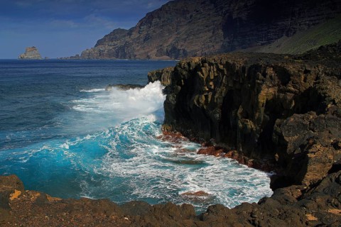 Canary Islands, El Hierro, Cliff, Atlantic Ocean, Hotel in Punta Grande, El Hierro, Canary Islands,
