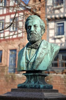 Philipp Reis Monument, Bust, Figure, Statue, Untermarkt, Gelnhausen, Hesse, Germany