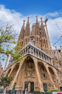 One of the beautiful doors of the Sagrada Familia Basilica in Barcelona, Spain