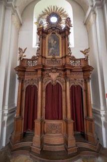 Historic confessional in the 18th century baroqueised Basilka St. Mauritius, Niederaltaich, Lower