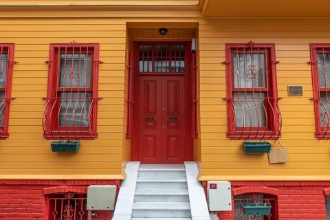 Istanbul, Turkey. September 21st 2021 Beautiful colourful architecture in the trendy neighbourhood