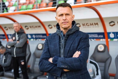 LUBIN, POLAND - MARCH 16, 2025: Football match between KGHM Zaglebie Lubin vs Korona Kielce. Head