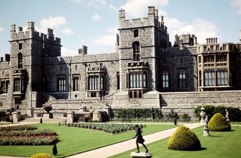 Gardens and historic buildings of Windsor Castle, Berkshire, England, UK, September 1959