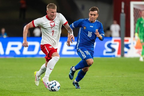 CHORZOW, POLAND - JUNE 6, 2025: Friendly match Poland - Moldova. In action Mateusz Bogusz (7)