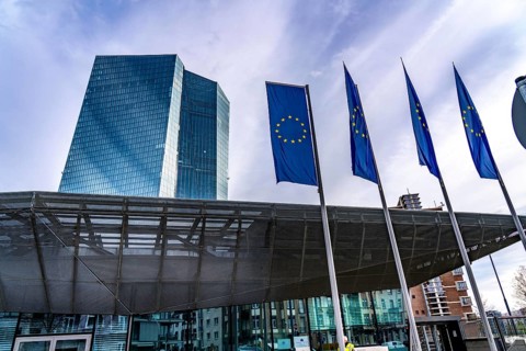 Building of the European Central Bank, ECB, in Frankfurt am Main, Skyline, Hesse, Germany