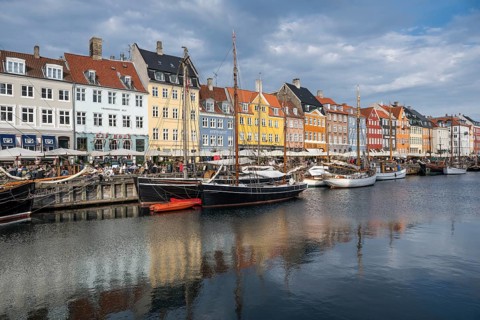 Nyhavn, in the Frederiksstaden district, harbour district with houses over 300 years old, moored