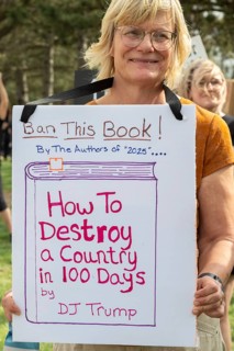 Warren, Michigan USA - 29 April 2025 - Thousands of protesters showed up to 'unwelcome' President
