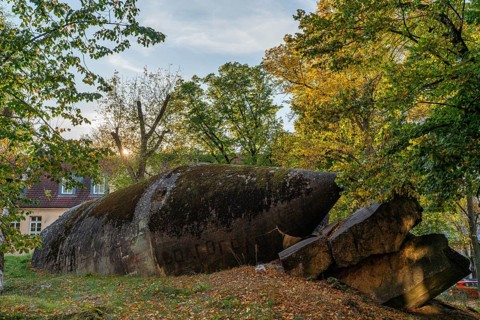Remains of a historic pointed bunker, high bunker of the Winkel type, air-raid shelter at the