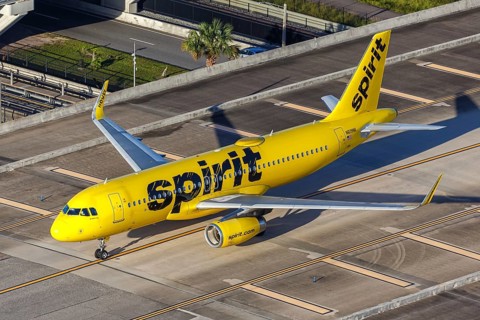 An Airbus A320 Spirit aircraft with the registration number N619NK at the airport in Orlando, USA