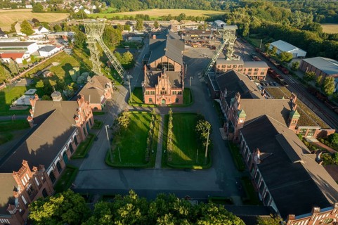 Zollern Coal Mine, Industrial Museum, Aerial view, Dortmund, North Rhine-Westphalia, Germany