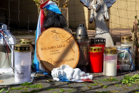 Commemoration of police officer Rouven Laur, murdered in 2024, at the market square in Mannheim