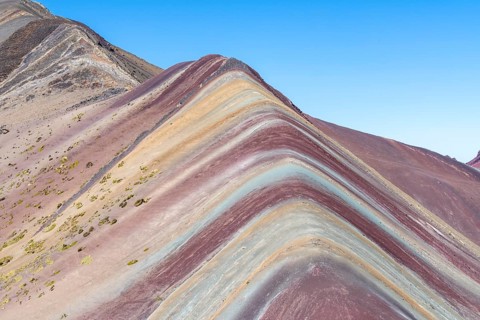 Vinicunca, Rainbow Mountain, coloured sediment layers, Cusipata district, Cusco, Peru