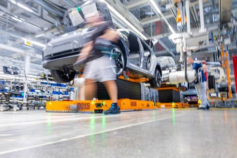 Electric car production in the assembly halls of VW in Zwickau, Zwickau, Saxony, Germany