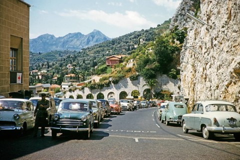 Border crossing at the border between France and Italy, Ponte de Luigi, Italy 1959