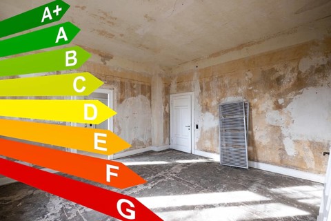 Energy efficiency classes, core refurbishment of an old villa in Remscheid, Germany