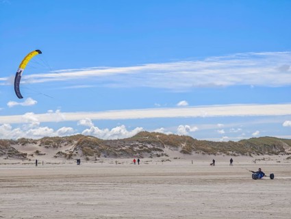 Recreational sport Beach kiting on the edge of the national park and UNESCO World Heritage Site,