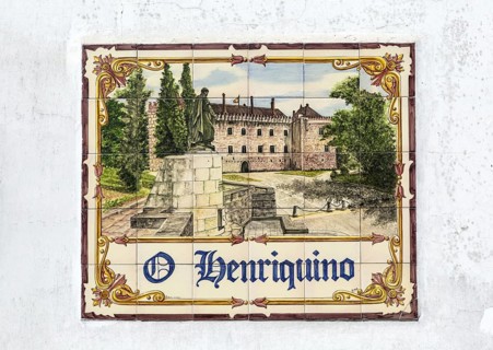 Ceramic tiles depicting Ducal palace and statue of Dom Afonso Henriques, Guimaraes, northern