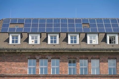 Solar roof, office building GSG-Hof Schwedenstraße, Gesundbrunnen, Mitte, Berlin, Germany