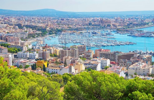 Palma de Mallorca city, high angle view, Palma de Mallorca, Mallorca, Balearic Islands, Spain