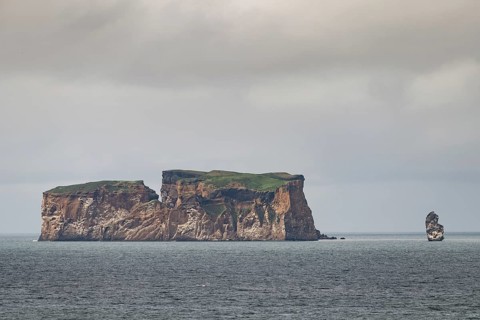 Saga and bird island Drangey in the evening light, Skagafjörður, North Iceland, Iceland