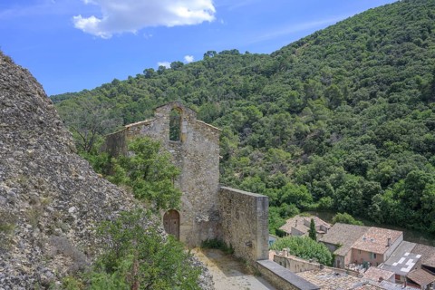 Chapel Saint Roch in the middle of the conglomerate rocks Les Pénitents, Les Mées,