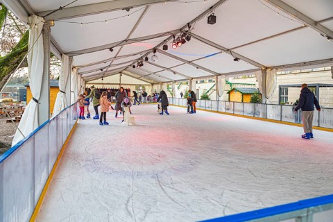 Zenner Wintergarten, ice skating in Treptower Park in Berlin, Germany