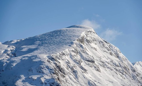 Hohes Brett summit with snow, view from Jenner, Berchtesgaden National Park, Berchtesgaden Alps,