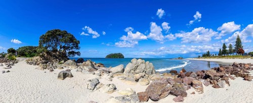 Tauranga harbour and Bay of Plenty scenic shoreline