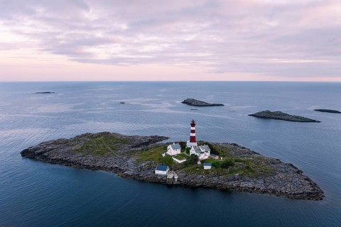 Lighthouse on the island of Skrova, Lofoten, Norway