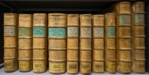 Antique books in Greek from the beginning of the 16th century, bound in pigskin, Bavaria, Germany