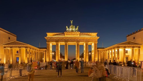 Illuminated Brandenburg Tor, Blue Hour, Berlin, Germany