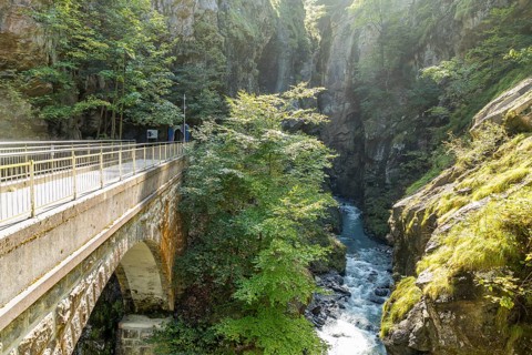 The narrow gorge of the Tamina near the warm water spring, Bad Pfäfers, St. Gallen, Switzerland