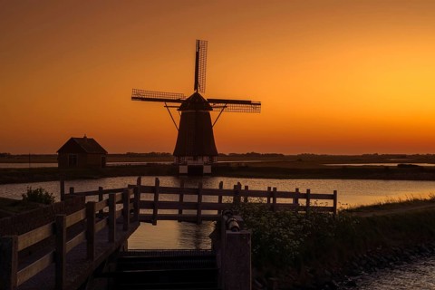 1878 windmill Het Noorden, traditional polder mill, smock mill near Oosterend on the island Texel
