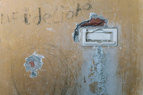 Soap dish in employee shower, abandoned Swift factory, The Swift refrigerator in Puerto San Julián,