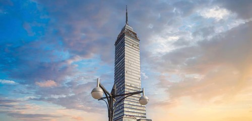 Mexico, Mexico City, Landmark tower Torre Latinoamericana near the Alameda Central Park