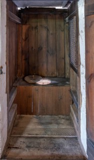Outhouse, toilet without flush, in an old corn mill, industrial museum, Sichardstr., Lauf an der