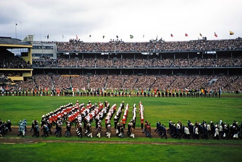 Marching band at the closing ceremony of the Summer Olympics, Melbourne Australia, 1956
