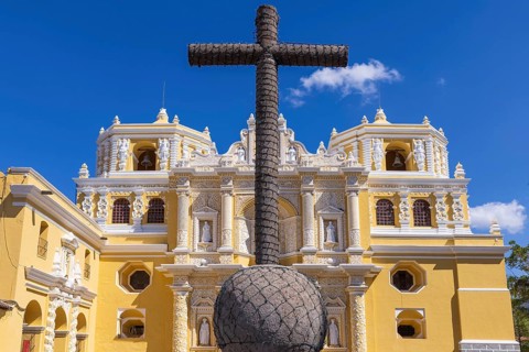 Guatemala, Antigua La Merced Church in historic city center Barrio Historico