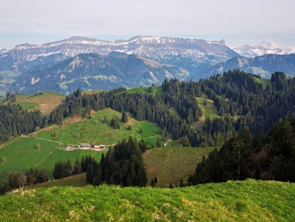 View from the Rämisgummen to the Schrattenfluh, Emmental, Canton Bern, Switzerland