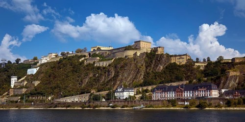 The Rhine with Ehrenbreitstein Fortress, Koblenz, Rhineland-Palatinate, Germany