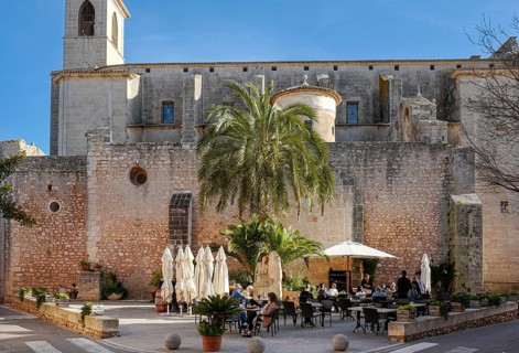 Sant Andreu Church in the old town of Santanyi, Majorca, Balearic Islands, Spain