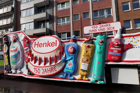 Carnival sponsor car from Henkel with products, Pattex, Persil, Pritt, Taft, Gliss, Düsseldorfer