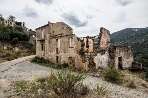 Village destroyed by a flood disaster, lost place, Gairo vecchio, Lanusei, Tortolì, Province of