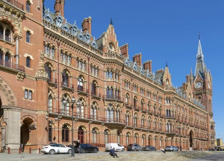 St Pancras Renaissance international railway station hotel, London, England, UK, Gothic Revival