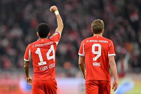 Goal celebration Luis Diaz FC Bayern Munich FCB (14) Harry Kane FC Bayern Munich FCB (09) Gesture